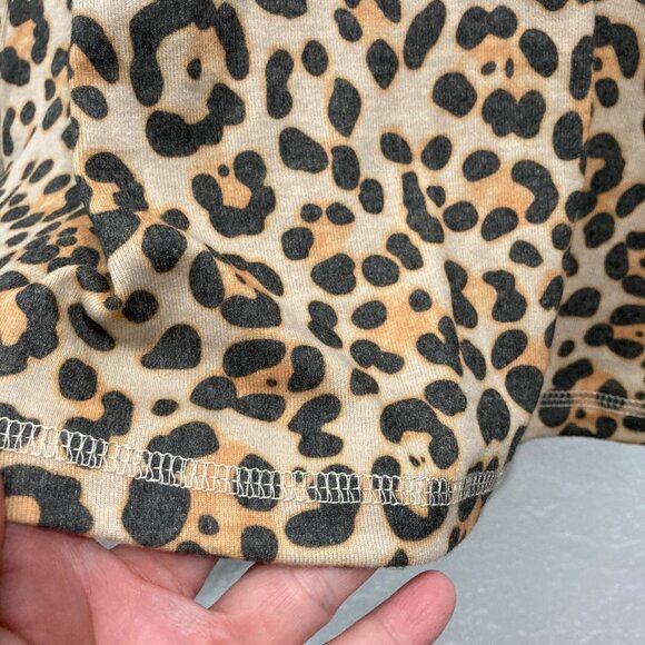 NWT Easel Los Angeles Brown Leopard Sweatshirt Knit Pullover Top Cut out S - Picture 12 of 12